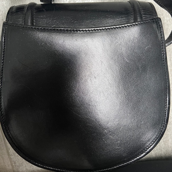 Vintage Bally Black Leather Oval Saddle Shape Small Crossbody Bag - Picture 3 of 4